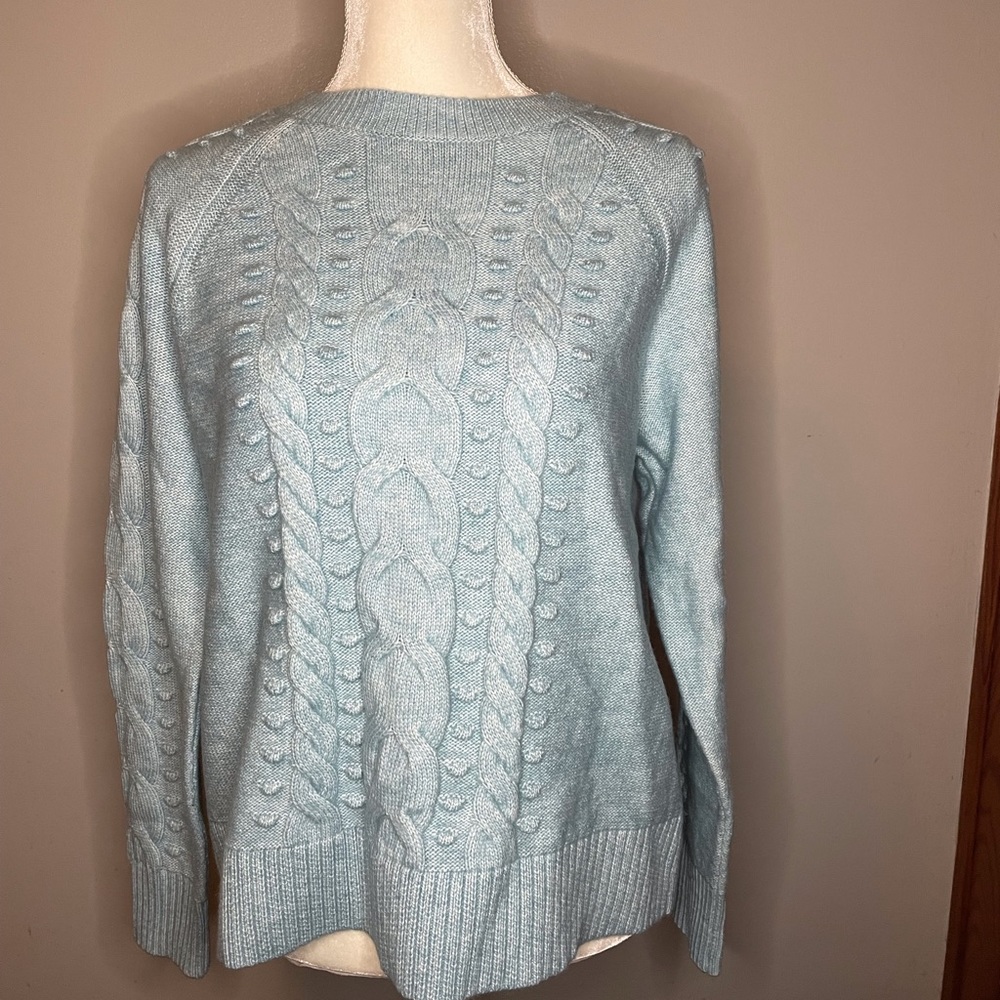 LOFT Light Blue Cable Knit Sweater